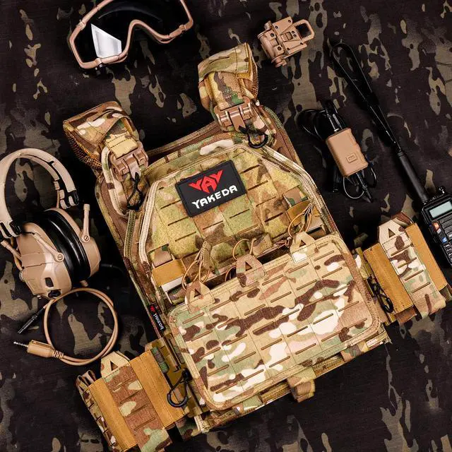 Alt view image 6 of 6 - YAKEDA Tactical Outdoor Vest for Men /1000D Nylon Quick Release Laser-Cutting Modular Lightweight Vest
