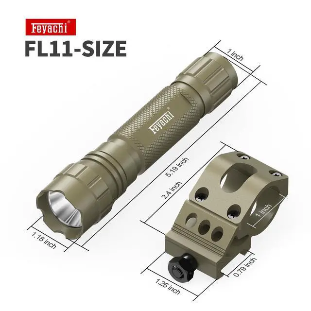 Alt view image 2 of 7 - Tactical Picatinny Flashlight Rifle Light Rail Mounted Flashlight | with Pressure Switch Rainproof and Shockproof 200m Beam 4H Runtime 1200 Lumens