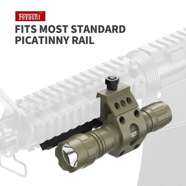Alt view image 6 of 7 - Tactical Picatinny Flashlight Rifle Light Rail Mounted Flashlight | with Pressure Switch Rainproof and Shockproof 200m Beam 4H Runtime 1200 Lumens