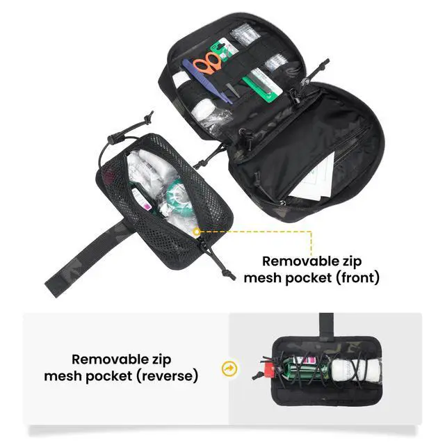 Alt view image 4 of 7 - Tactical First Aid Pouch IFAK Rip Away Molle EMT Pouch Compact Admin Pouch Medical Utility Pouch Emergency Survival Kits for Tactical Vest,Backpack
