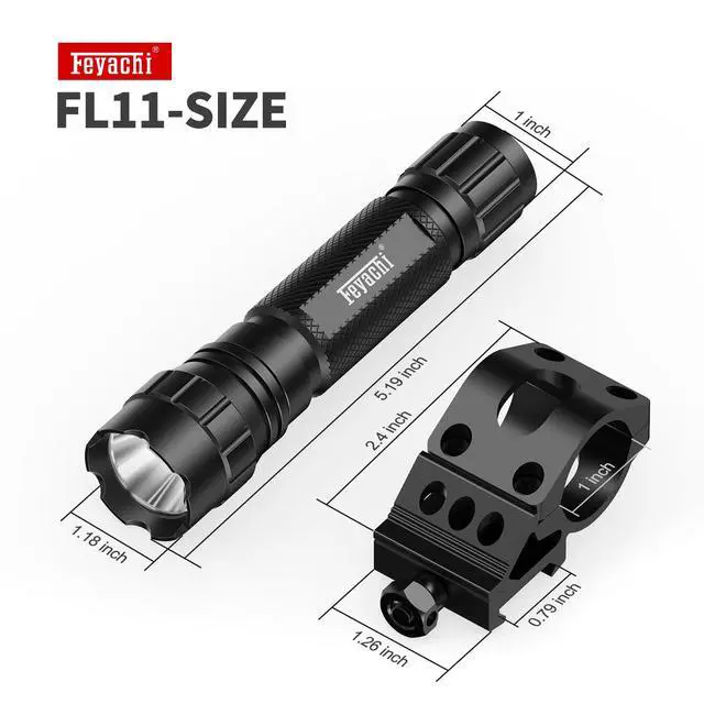 Alt view image 2 of 7 - Tactical Picatinny Flashlight Rifle Light Rail Mounted Flashlight | with Pressure Switch Rainproof and Shockproof 200m Beam 4H Runtime 1200 Lumens