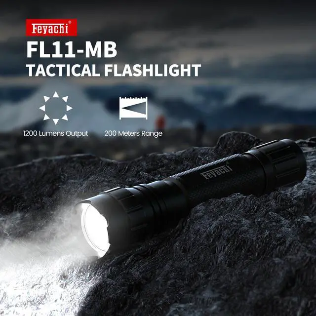 Alt view image 6 of 7 - Tactical Picatinny Flashlight Rifle Light Rail Mounted Flashlight | with Pressure Switch Rainproof and Shockproof 200m Beam 4H Runtime 1200 Lumens
