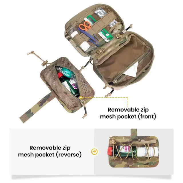 Alt view image 4 of 7 - Tactical First Aid Pouch IFAK Rip Away Molle EMT Pouch Compact Admin Pouch Medical Utility Pouch Emergency Survival Kits for Tactical Vest,Backpack