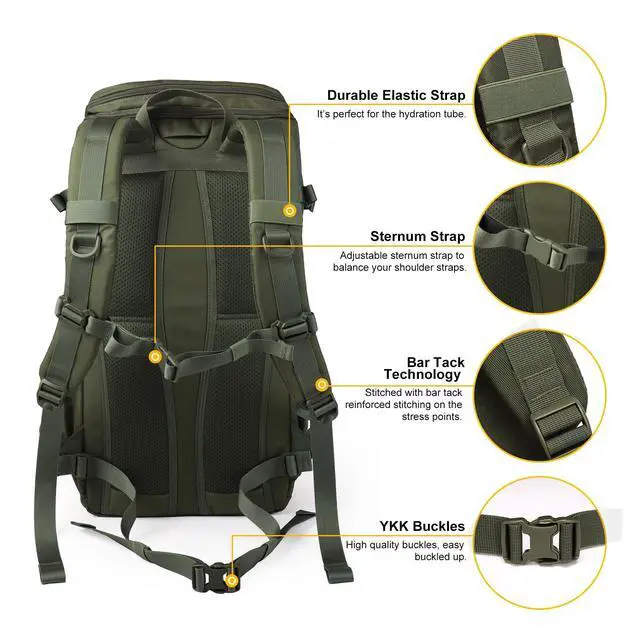 Alt view image 5 of 7 - Tactical Backpacks Molle Hiking daypacks for Motorcycle Camping Hiking Military Traveling,25L Backpack