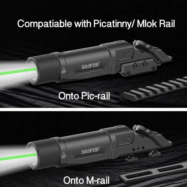 Alt view image 6 of 7 - 1750 Lumens Green Laser Light Combo for Rifle | Weapon Flashlight with Strobe/Momentary Compatible with Picatinny/ Mlok Rail, with Switch Protection Guard
