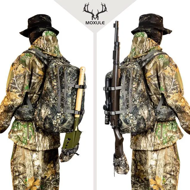 Alt view image 5 of 6 - Hunting Backpack Waterproof Pack: 25L Hunting Gear with Rain Cover,Hunting Day Pack with Rifle Bow Gun Holder (Camo)