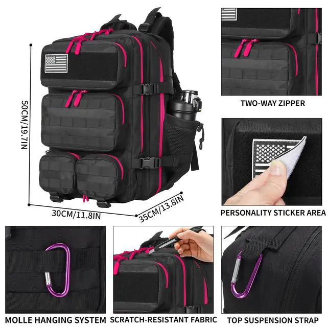 Alt view image 5 of 7 - 55L Tactical Backpack Heavy Duty Military Rucksack Molle Backpack 3 Day Assault Pack for Work Outdoors