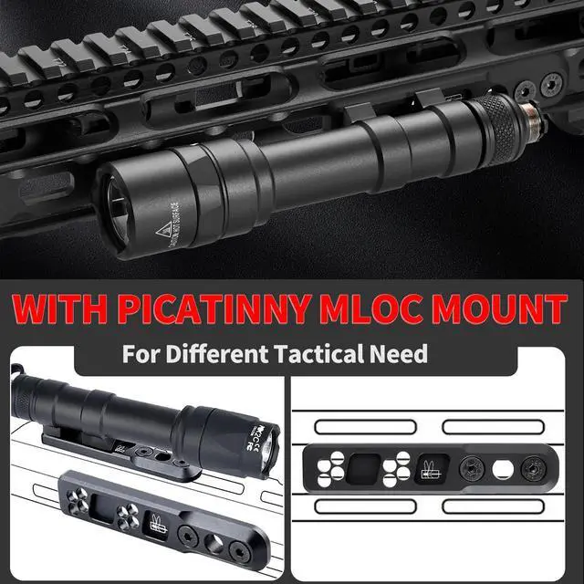 Alt view image 3 of 7 - Tactical Flashlight 800 Lumens with Remote Pressure Switch and M-Mount, Picatinny Mount (600)