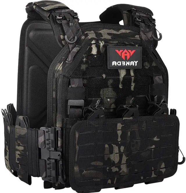 Main image of YAKEDA Tactical Outdoor Vest for Men /1000D Nylon Quick Release Laser-Cutting Modular Lightweight Vest