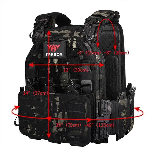 Alt view image 2 of 6 - YAKEDA Tactical Outdoor Vest for Men /1000D Nylon Quick Release Laser-Cutting Modular Lightweight Vest