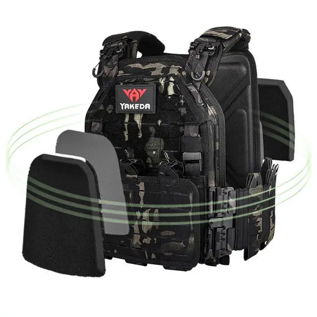 Alt view image 4 of 6 - YAKEDA Tactical Outdoor Vest for Men /1000D Nylon Quick Release Laser-Cutting Modular Lightweight Vest