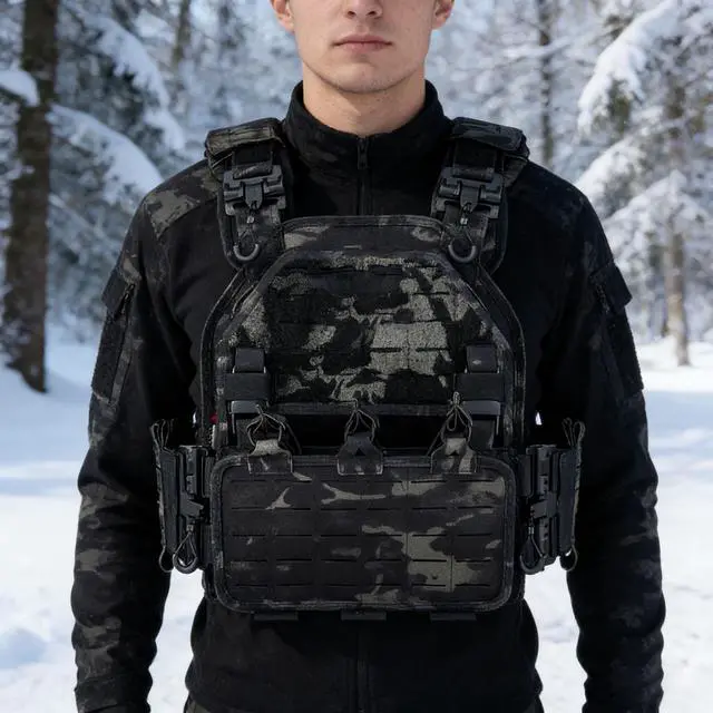 Alt view image 6 of 6 - YAKEDA Tactical Outdoor Vest for Men /1000D Nylon Quick Release Laser-Cutting Modular Lightweight Vest