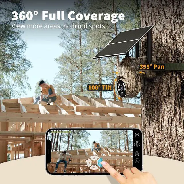 Alt view image 4 of 7 - 4G LTE Cellular Trail Camera with Built-in SIM Card, 2K Live Streaming, Low-Glow Night Vision, Motion Activated, Instant Phone Alerts, Playback, Solar Game/Security Camera for Trail Deers