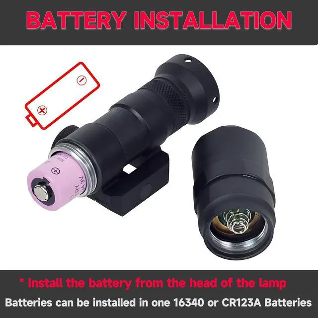 Alt view image 4 of 7 - Tactical Flashlight 800 Lumens with Remote Pressure Switch and M-Mount, Picatinny Mount(300)