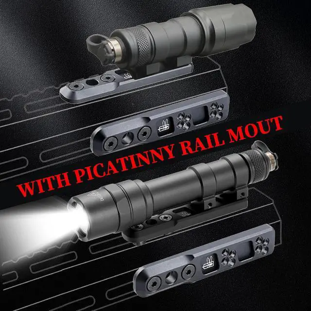 Alt view image 6 of 7 - Tactical Flashlight 800 Lumens with Remote Pressure Switch and M-Mount, Picatinny Mount (600)
