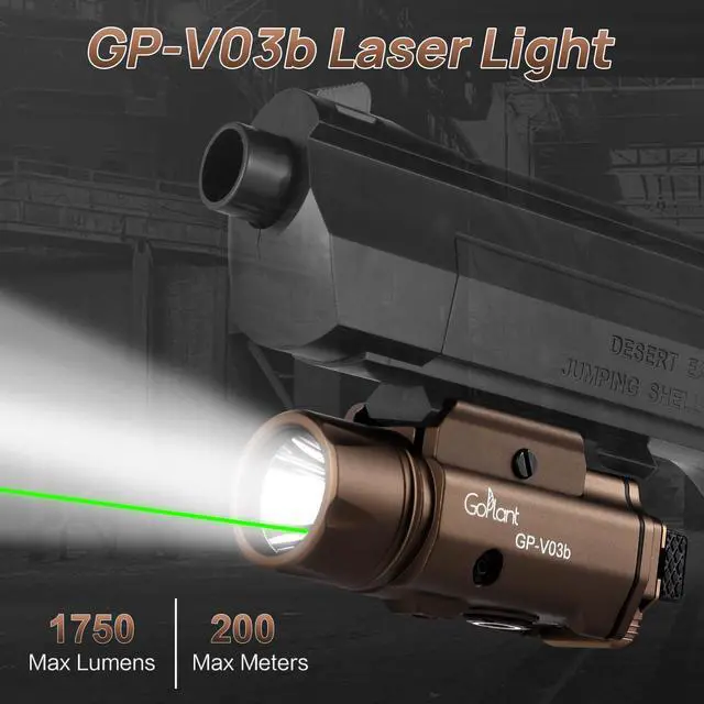 Alt view image 2 of 7 - 1750 Lumens Weapon Laser Light Combo - Adjustable Rail LED Light and Green Laser Flashlight, Aircraft-Grade Aluminum, Magnetic Rechargeable Strobe Tactical Flashlight for Picatinny or GL Rail