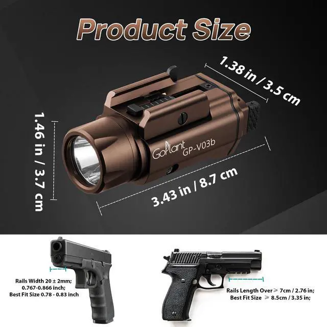 Alt view image 5 of 7 - 1750 Lumens Weapon Laser Light Combo - Adjustable Rail LED Light and Green Laser Flashlight, Aircraft-Grade Aluminum, Magnetic Rechargeable Strobe Tactical Flashlight for Picatinny or GL Rail