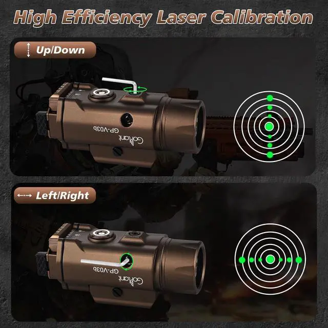 Alt view image 7 of 7 - 1750 Lumens Weapon Laser Light Combo - Adjustable Rail LED Light and Green Laser Flashlight, Aircraft-Grade Aluminum, Magnetic Rechargeable Strobe Tactical Flashlight for Picatinny or GL Rail