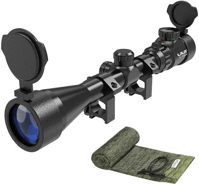 Main image of 3-9x40 Rifle Scope with Red/Green Illuminated Rangefinder Reticle, 20mm Picatinny/Weaver Rings Included, 1/4 MOA Adjustment, Fast Focus Eyepiece, Waterproof Fogproof