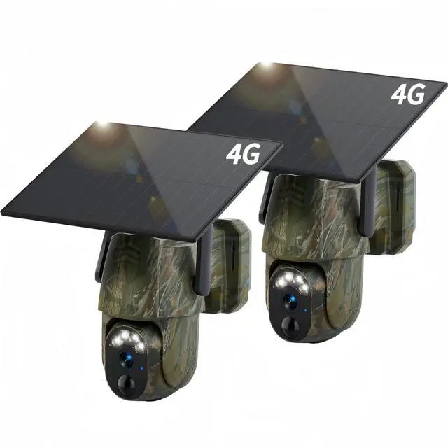 Main image of 4G LTE Cellular Trail Camera 2 Pack, Solar Game Cameras Built-in SIM Card, No WiFi Cellular Security Camera Outdoor, 2K 360° Live View Wildlife Deer Camera, Motion Activated Night Vision Trail Cam