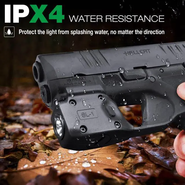 Alt view image 2 of 7 - 150 Lumens Tatical Light with Kydex Holster Combo Tailored Made for Springfield Hellcat - Not Fit Hellcat Pro Pistol, Mini LED Flashlight SL-1 w/Hellcat Holster