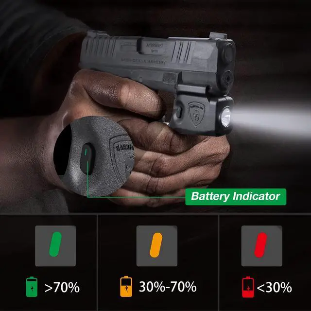 Alt view image 3 of 7 - 150 Lumens Tatical Light with Kydex Holster Combo Tailored Made for Springfield Hellcat - Not Fit Hellcat Pro Pistol, Mini LED Flashlight SL-1 w/Hellcat Holster