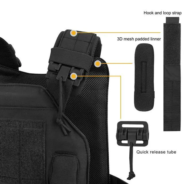 Alt view image 5 of 7 - Laser-Cutting Vest for Men Cosplay Quick Release Modular Lightweight MOLLE Weighted Training Vests