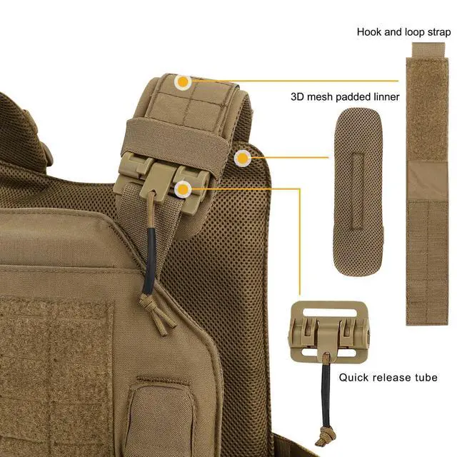 Alt view image 5 of 7 - Laser-Cutting Vest for Men Cosplay Quick Release Modular Lightweight MOLLE Weighted Training Vests