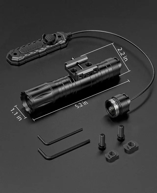 Alt view image 7 of 7 - 1800 Lumens Rifle Flashlight with Pressure Switch, Ar Flashlight for Rifle Compatible with Picatinny Rail, Offset Picatinny Light with Strobe Mode for Home Defense, Hunting