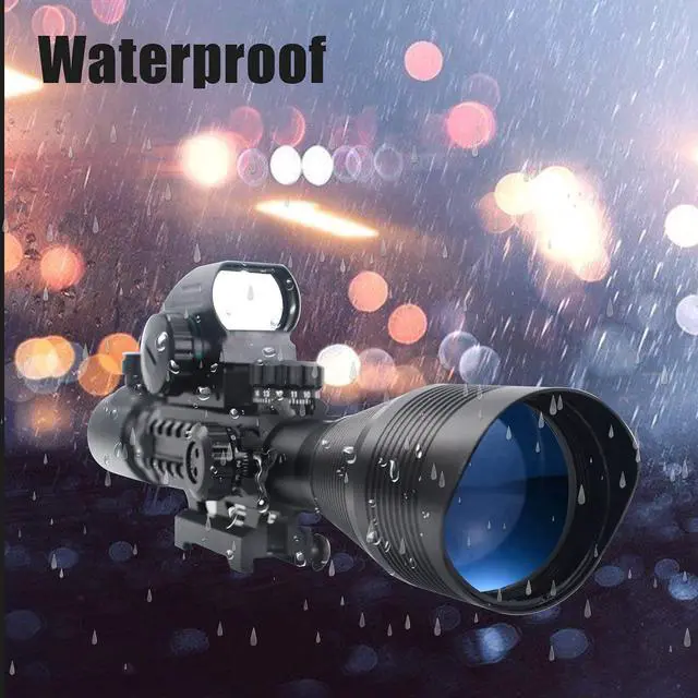 Alt view image 3 of 7 - C4-12X50 Rifle Scope Dual Illuminated Reticle W/Laser Sight and Holographic Dot Reflex Sight