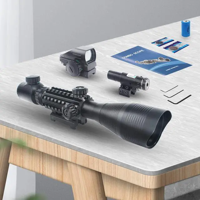 Alt view image 7 of 7 - C4-12X50 Rifle Scope Dual Illuminated Reticle W/Laser Sight and Holographic Dot Reflex Sight