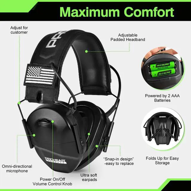 Alt view image 3 of 7 - Youth Electronic Ear Protection 23dB NRR Slim Fit Sound Amplification Noise Compression Compact Design Gun Range Shooting Hunting Tactical Use