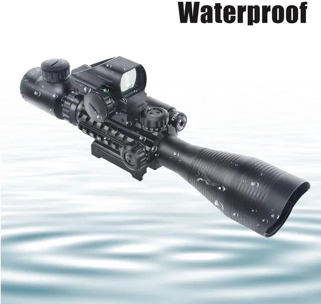 Alt view image 4 of 7 - C4-12X50 Rifle Scope Dual Illuminated Reticle W/Laser Sight and Holographic Dot Reflex Sight