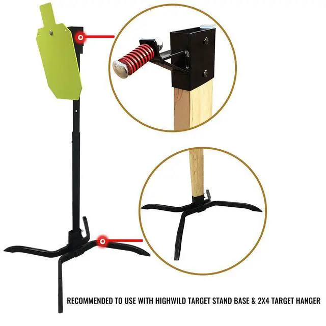 Alt view image 4 of 7 - 2x4 Target Hanger | Target Stand Base | Adjustable Height Steel Post | AR500 Steel Gong Targets Conversion Adapter