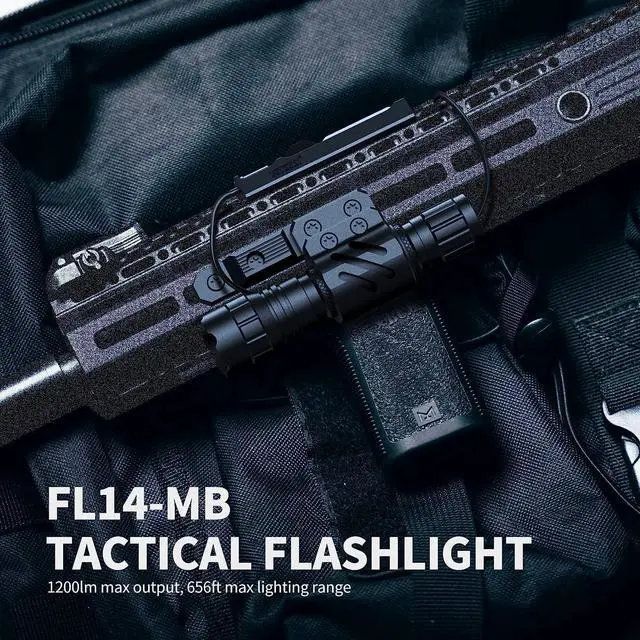Alt view image 4 of 6 - Tactical Flashlight 1200 Lumen LED Weapon Light,Waterproof with Picatinny/M Lock Mount, Pressure Switch Included (M Lock Mounted)