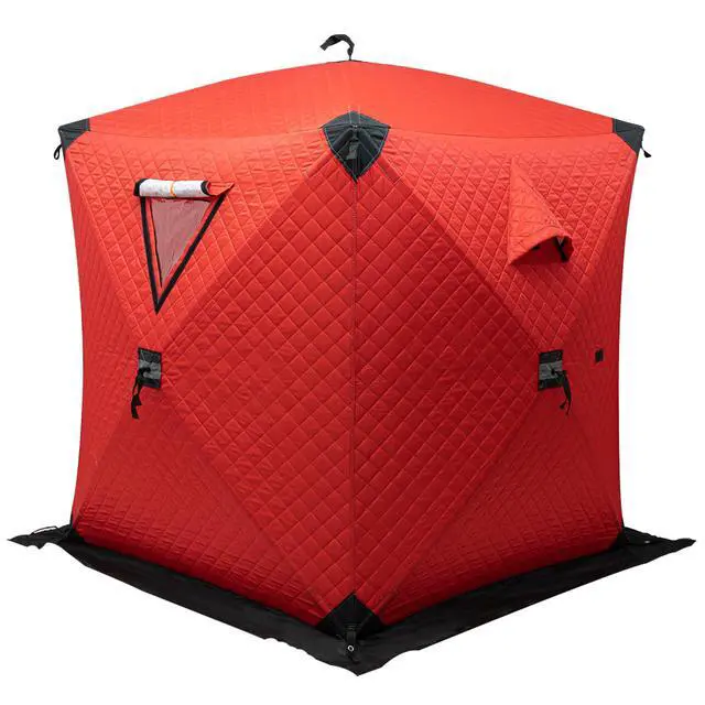 Alt view image 5 of 7 - Ice Fishing Shelter, Portable 1-2 Person Insulated Ice Fishing Shanty with Insulated Layer and Carrying Bag for Ice Fishing Winter Fishing