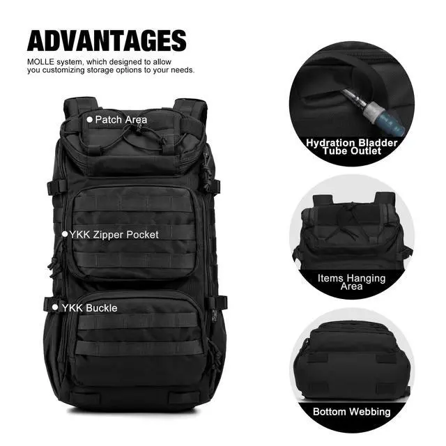 Alt view image 3 of 7 - Tactical Backpacks Molle Hiking daypacks for Motorcycle Camping Hiking Military Traveling,25L Backpack