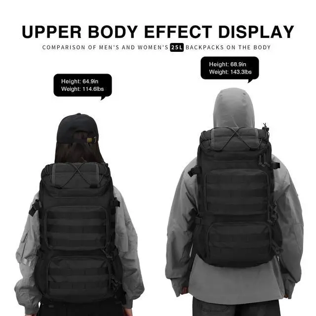 Alt view image 7 of 7 - Tactical Backpacks Molle Hiking daypacks for Motorcycle Camping Hiking Military Traveling,25L Backpack
