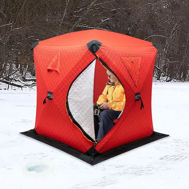 Alt view image 7 of 7 - Ice Fishing Shelter, Portable 1-2 Person Insulated Ice Fishing Shanty with Insulated Layer and Carrying Bag for Ice Fishing Winter Fishing