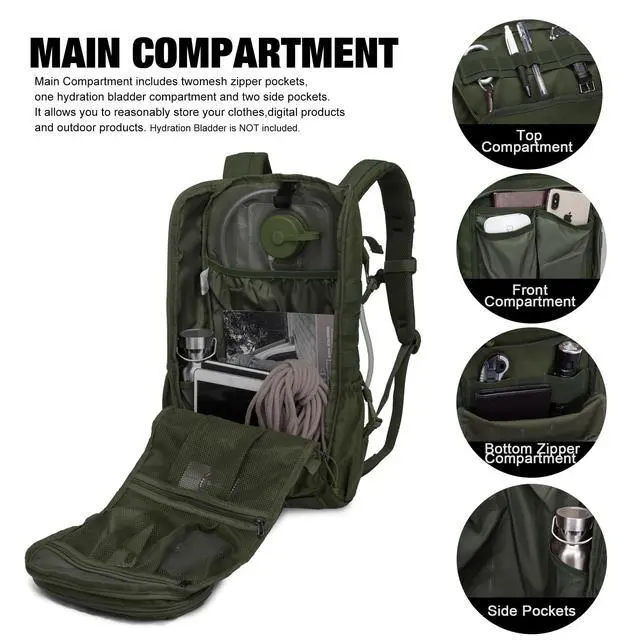 Alt view image 4 of 7 - Tactical Backpacks Molle Hiking daypacks for Motorcycle Camping Hiking Military Traveling,25L Backpack