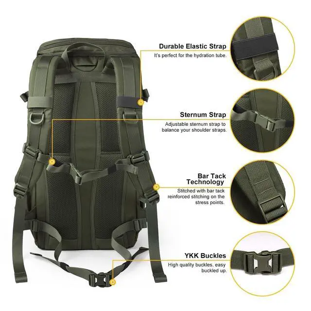 Alt view image 5 of 7 - Tactical Backpacks Molle Hiking daypacks for Motorcycle Camping Hiking Military Traveling,25L Backpack