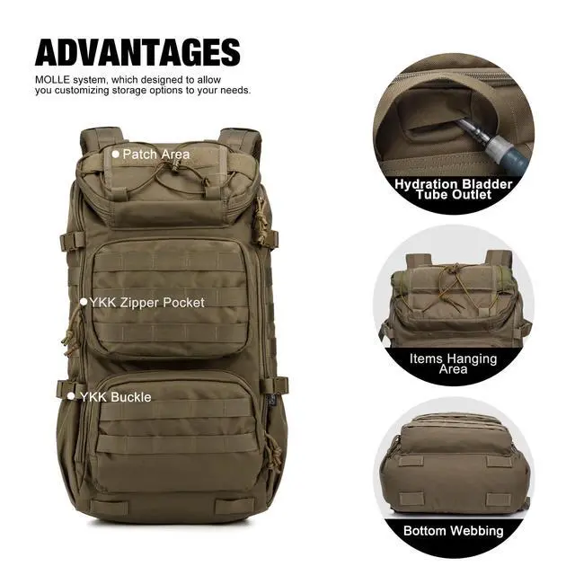 Alt view image 4 of 7 - Tactical Backpacks Molle Hiking daypacks for Motorcycle Camping Hiking Military Traveling,25L Backpack