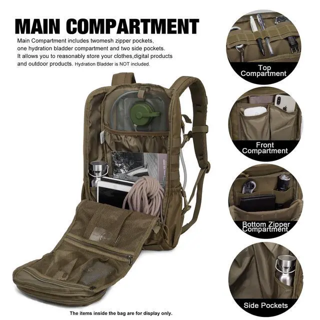 Alt view image 5 of 7 - Tactical Backpacks Molle Hiking daypacks for Motorcycle Camping Hiking Military Traveling,25L Backpack
