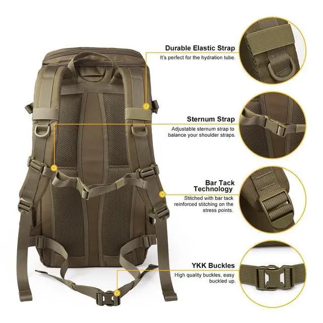 Alt view image 6 of 7 - Tactical Backpacks Molle Hiking daypacks for Motorcycle Camping Hiking Military Traveling,25L Backpack