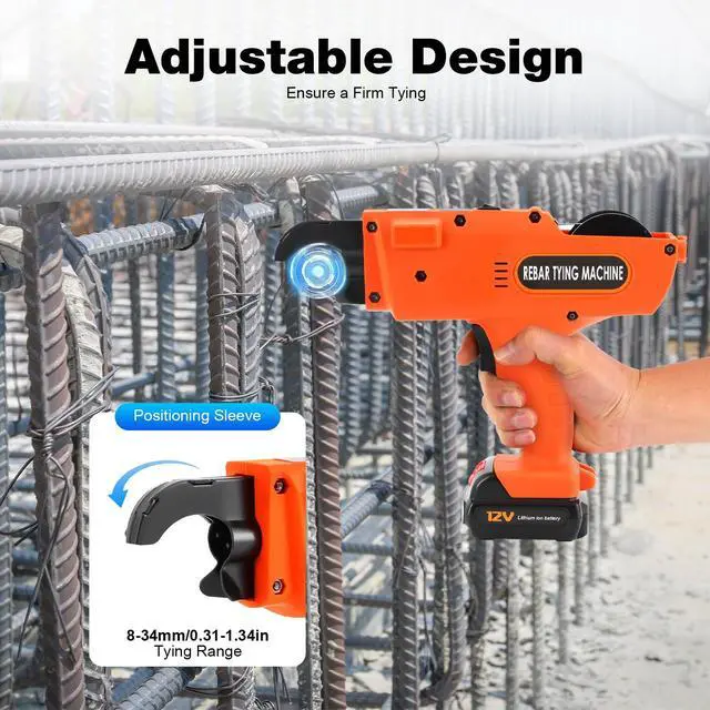 Alt view image 5 of 7 - Rebar Tying Machine,8-34Mm Tier Tying Machine,12V Handheld Rebar Tier Gun,Automatic Steel Bar Rod Strapping Binding Tool with 2 Batteries for Steel Bar Rod Tying Binding