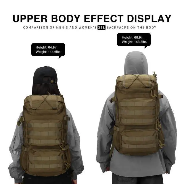 Alt view image 7 of 7 - Tactical Backpacks Molle Hiking daypacks for Motorcycle Camping Hiking Military Traveling,25L Backpack
