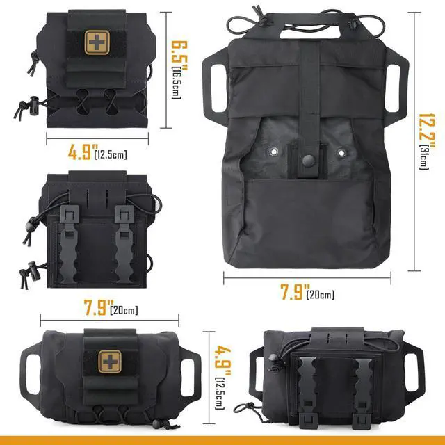 Alt view image 2 of 7 - IFAK Roll Medical Pouch for MOLLE Gear & Duty Belt | Quick Deploy Trauma Kit Carrier with Hypalon Handle, Elastic Loops & Patch Panel