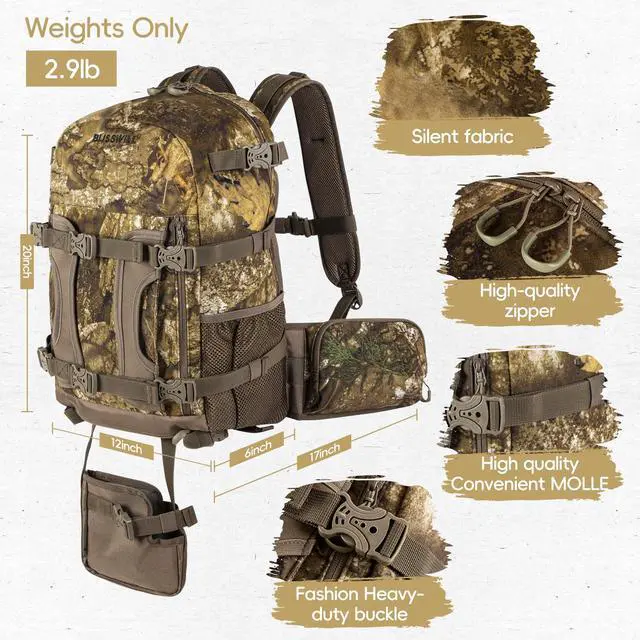 Alt view image 2 of 7 - Hunting Backpack Hunting Day Pack with rifle holder Hunting Gear Accessories gift for men(Timbreon camo)