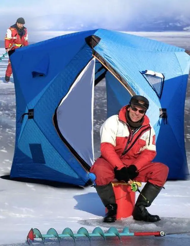Alt view image 4 of 7 - Insulated Tent, 57x57x65in Pop-Up Ice Fishing Tent Portable Insulated Tents for Camping with Windproof Ropes/Ice Anchors, 210d Oxford Cloth, Portable 1-2 Person Ice Shanty for Winter Fishing