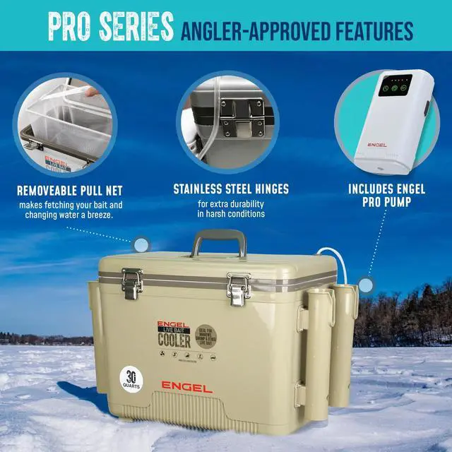 Alt view image 3 of 7 - Live Bait Cooler PRO for Fishing - Portable Minnow and Bait Bucket with Lithium-Ion Rechargeable Aerator